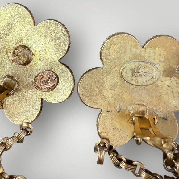 Rare Vintage Christian Lacroix Paris Statement Clip-On Earrings AS IS - Picture 13 of 16